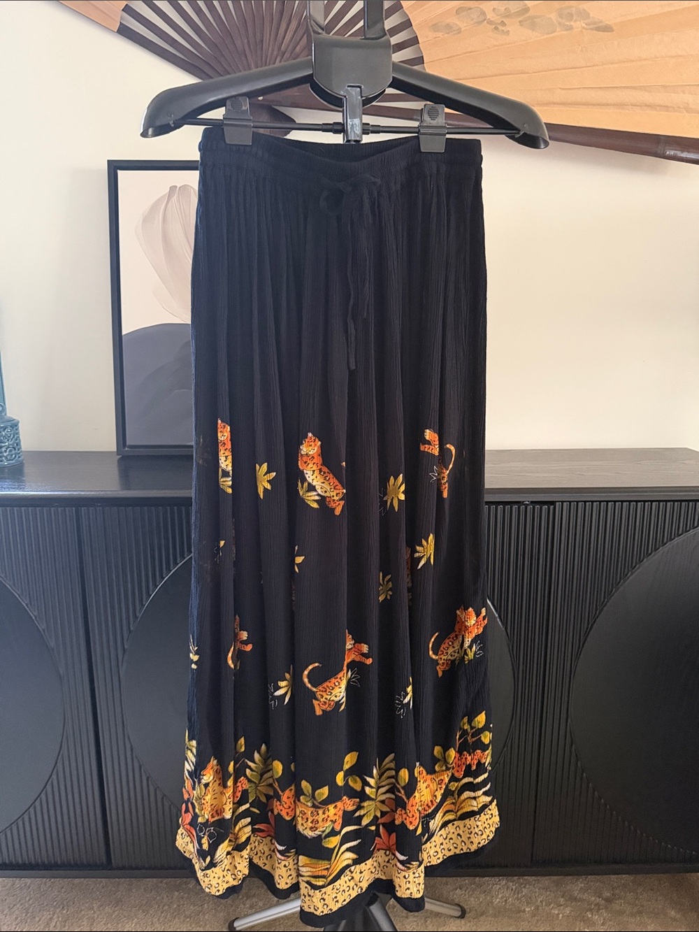 Vintage 90’s Boho Her Style 100% Rayon Crinkle Skirt - Picture 4 of 11